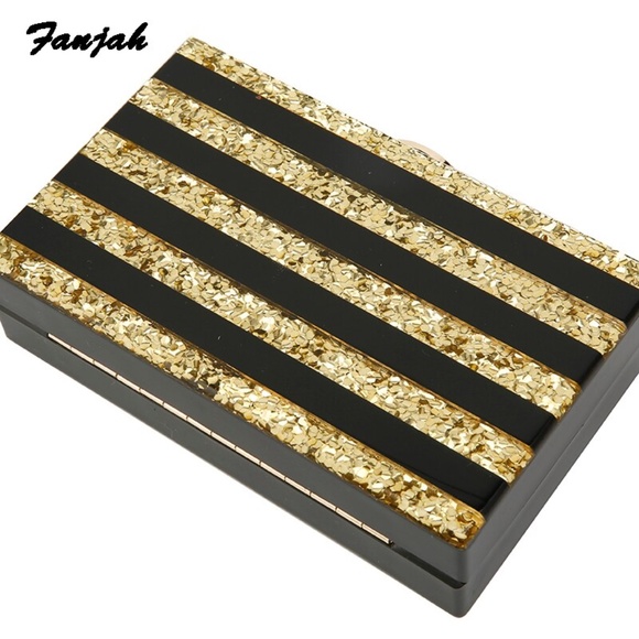 Black & Gold Striped Acrylic Handbag - Picture 3 of 6